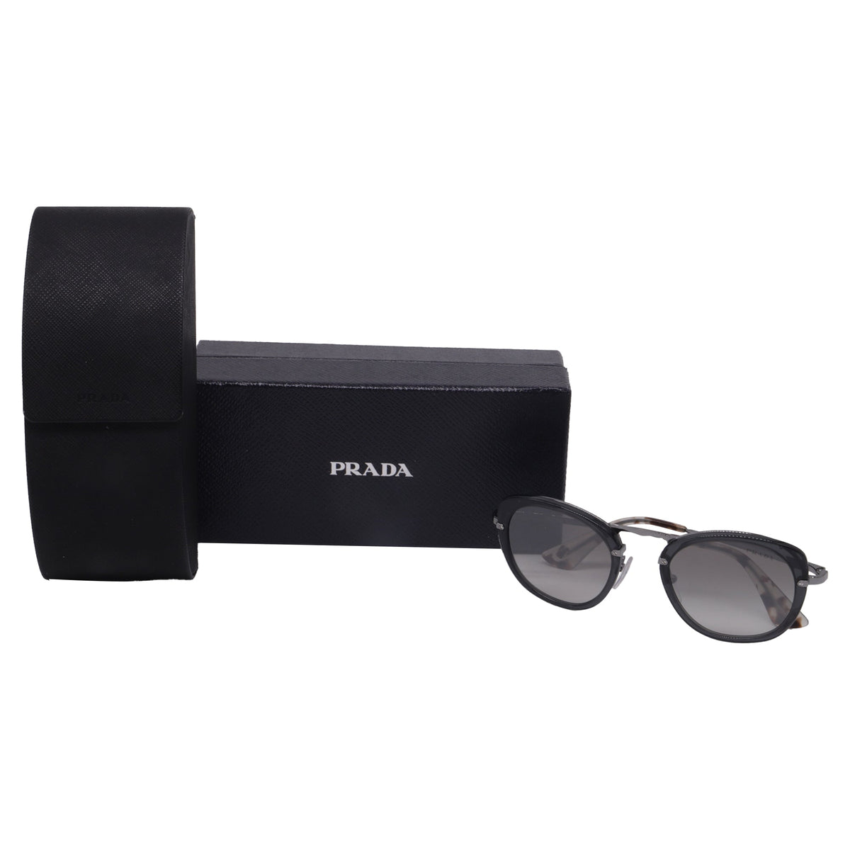 Prada Catwalk SPR58U Oval Sunglasses in Grey Metal