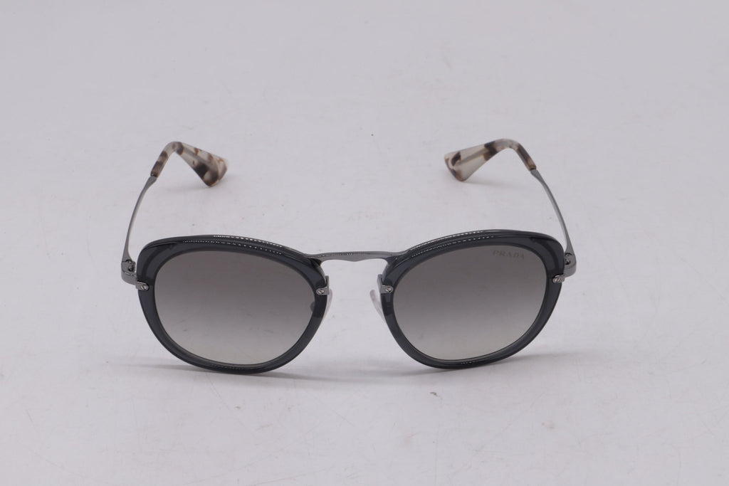 Prada Catwalk SPR58U Oval Sunglasses in Grey Metal
