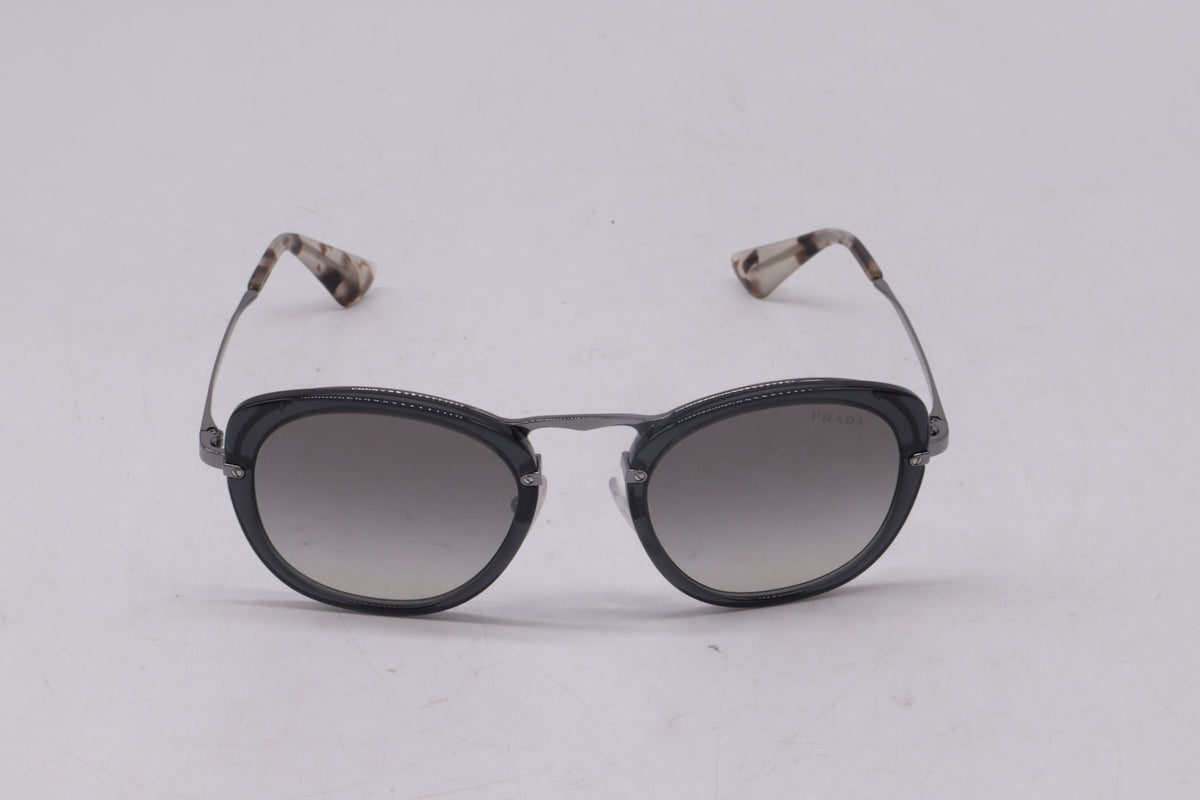 Prada Catwalk SPR58U Oval Sunglasses in Grey Metal