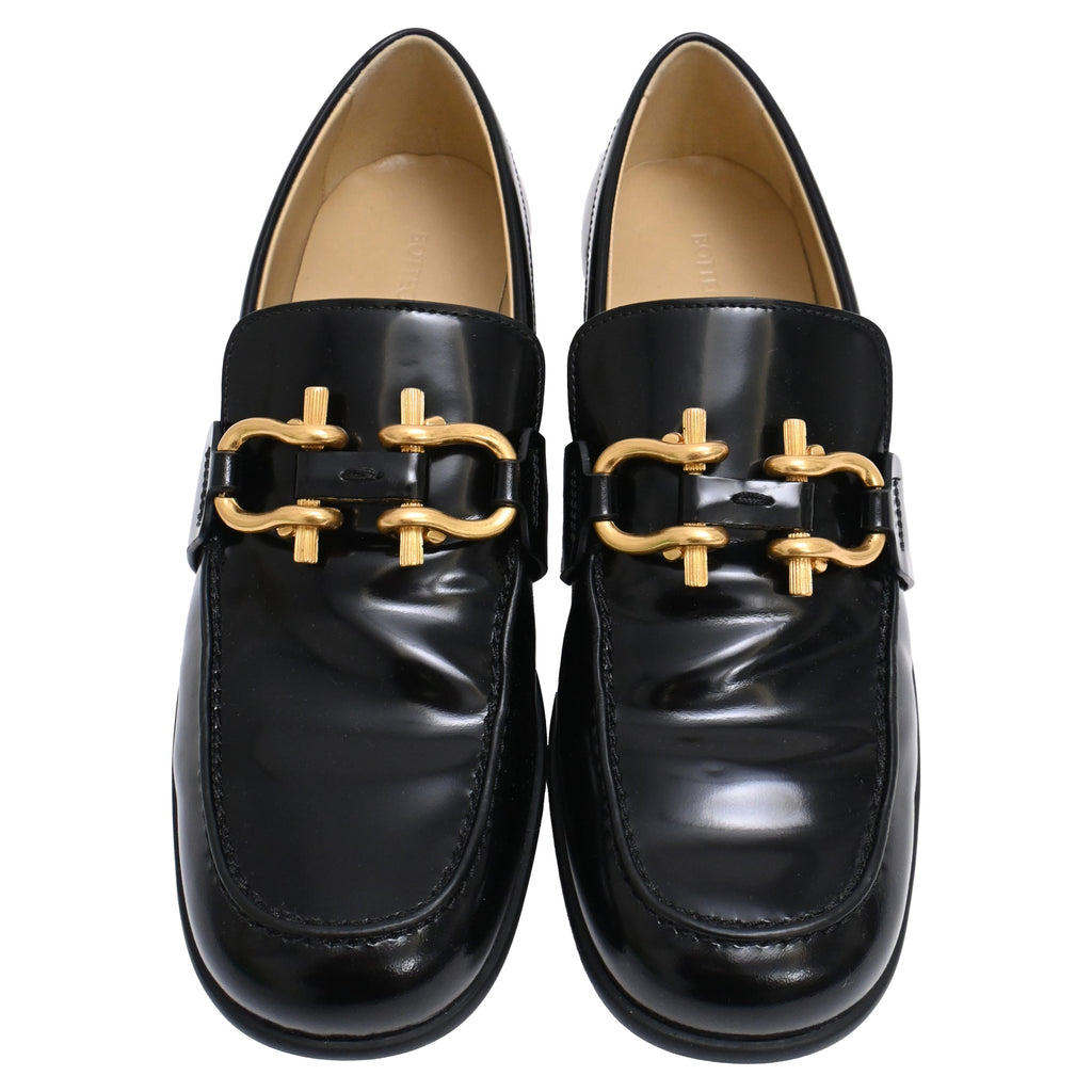 Women's Bottega Veneta Monsieur Loafers in Black Patent Leather