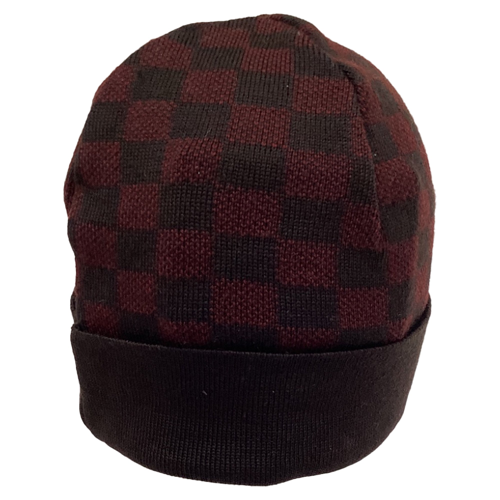 Louis Vuitton Damier Beanie in Burgundy Wool