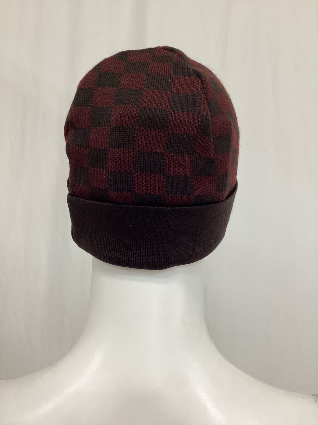 Louis Vuitton Damier Beanie in Burgundy Wool
