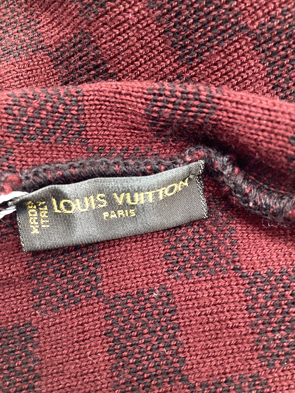 Louis Vuitton Damier Beanie in Burgundy Wool