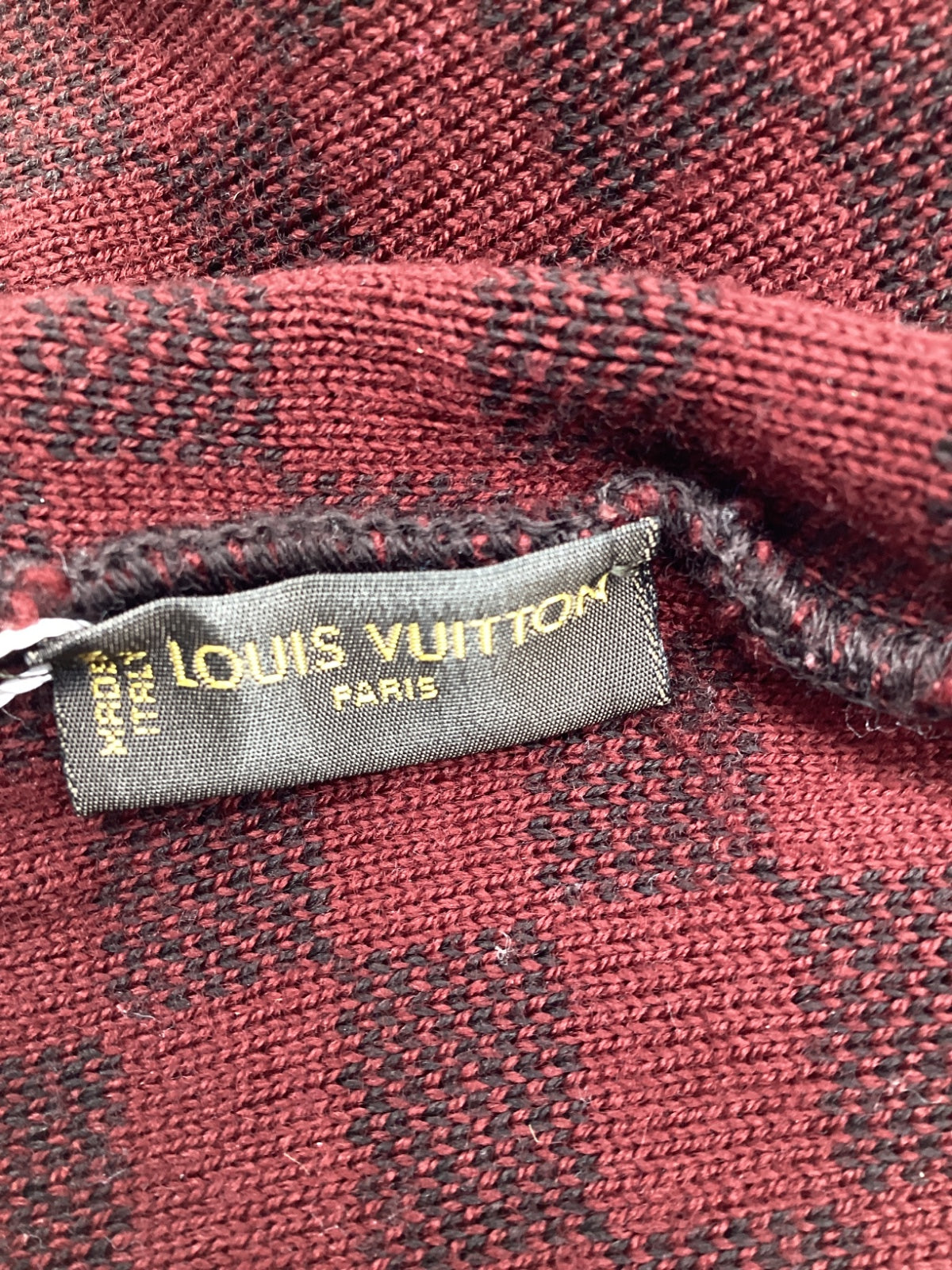 Louis Vuitton Damier Beanie in Burgundy Wool