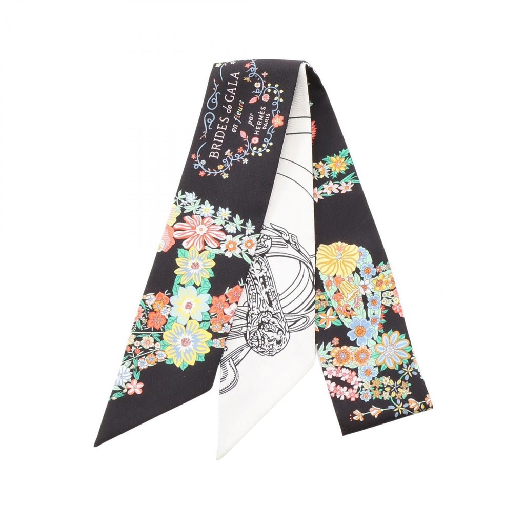 Hermes Brides de Gala en Fleurs Silk Twilly Scarf