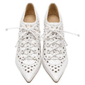 Women's Versace Lace Up High-Heeled Mules in White Leather