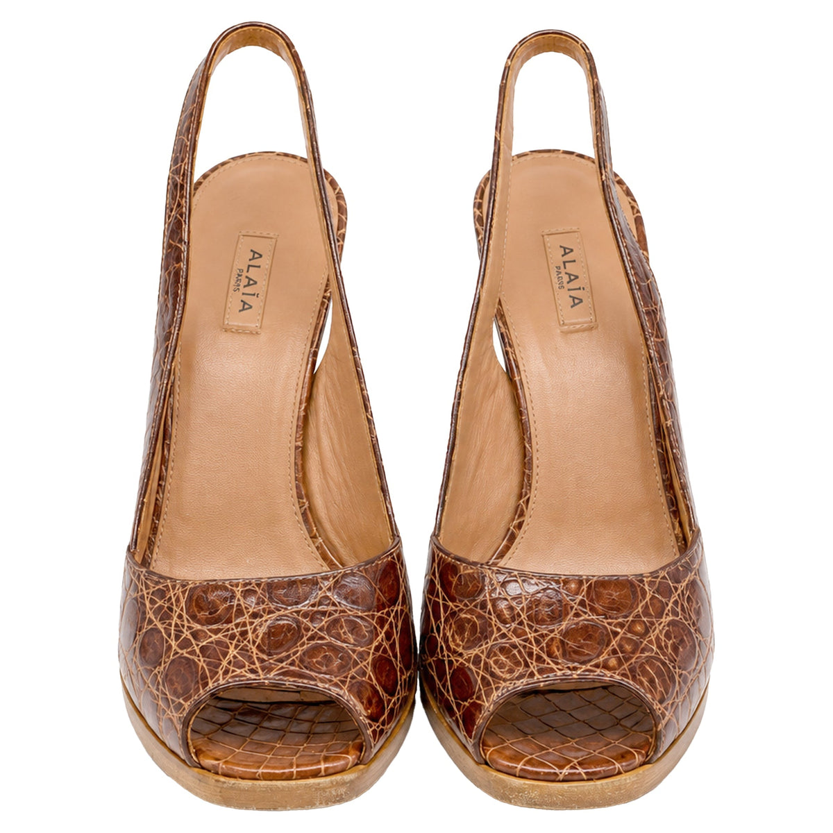 Women's Alaïa Open Toe High Heels in Animal Print Leather