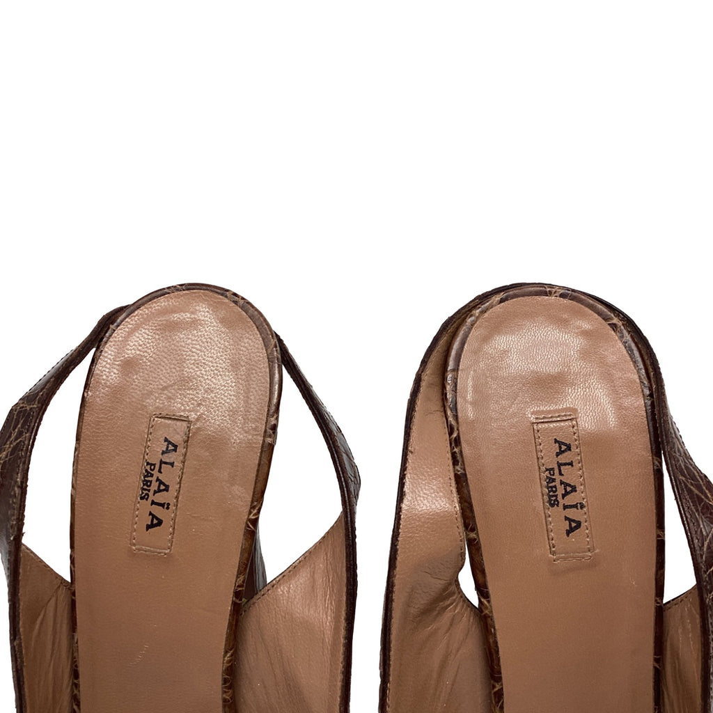 Women's Alaïa Open Toe High Heels in Animal Print Leather