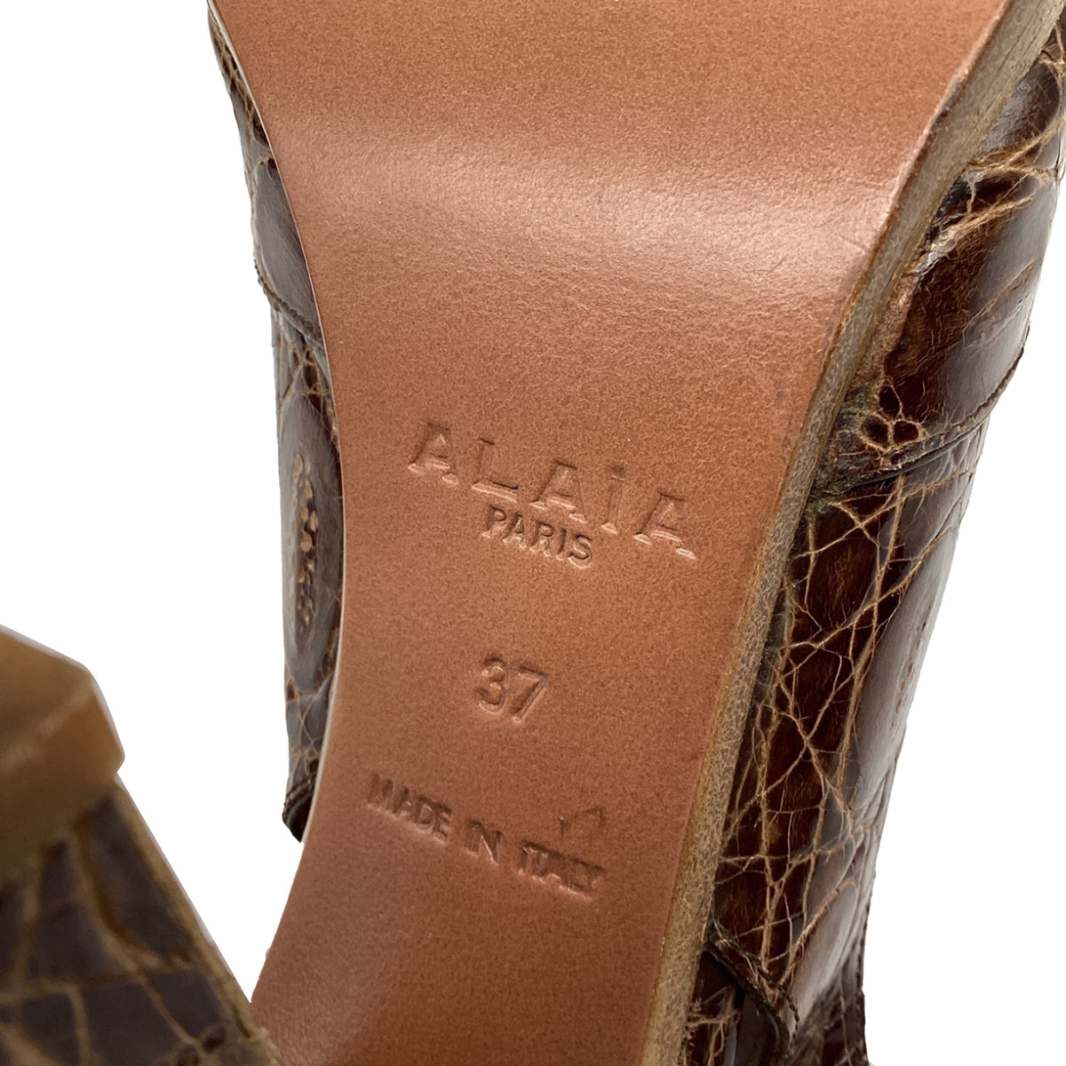 Women's Alaïa Open Toe High Heels in Animal Print Leather