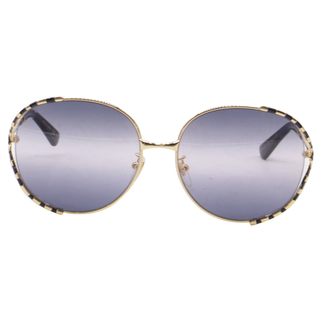 Gucci GG0595S Bamboo Round-Framed Sunglasses in Gold Metal