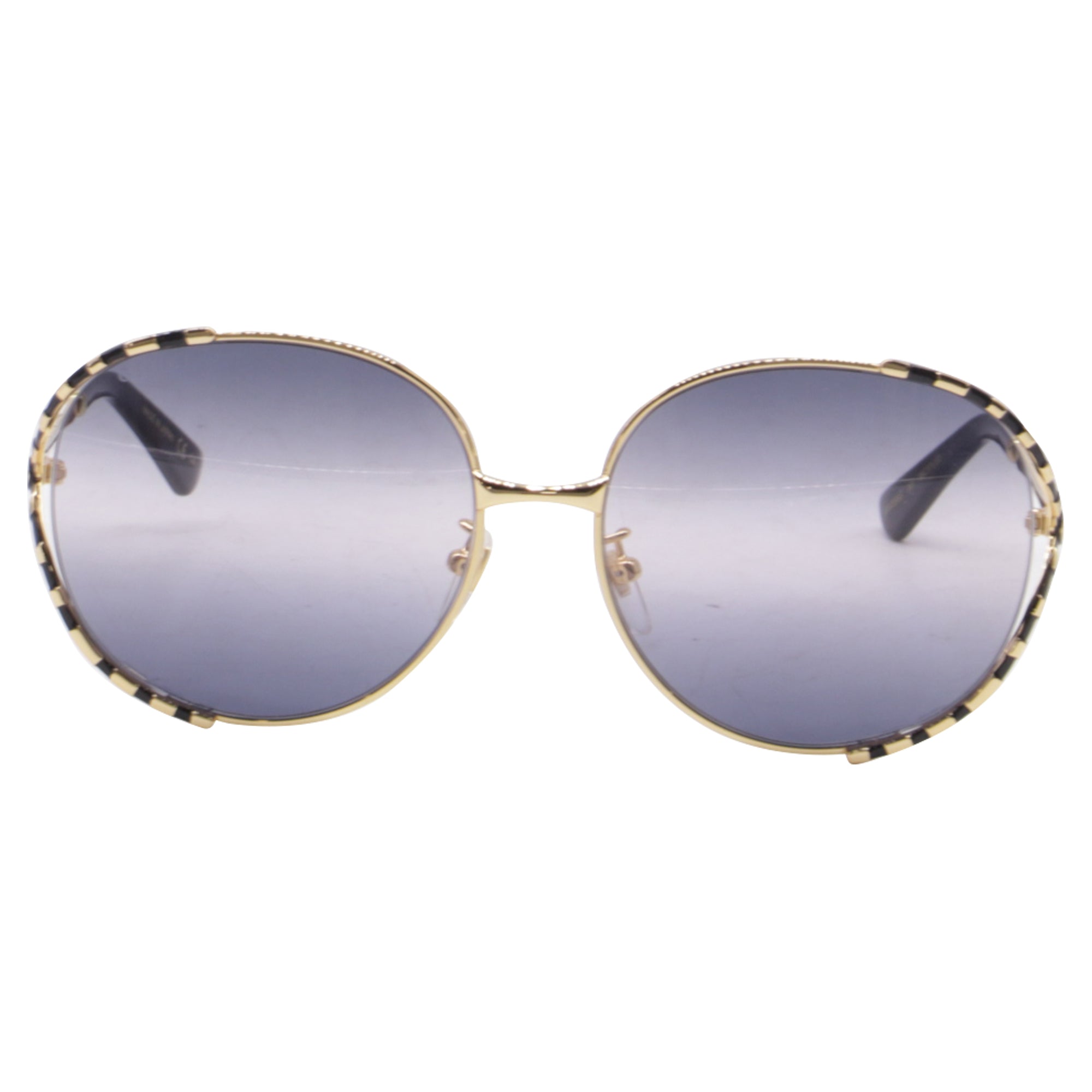 Gucci GG0595S Bamboo Round-Framed Sunglasses in Gold Metal