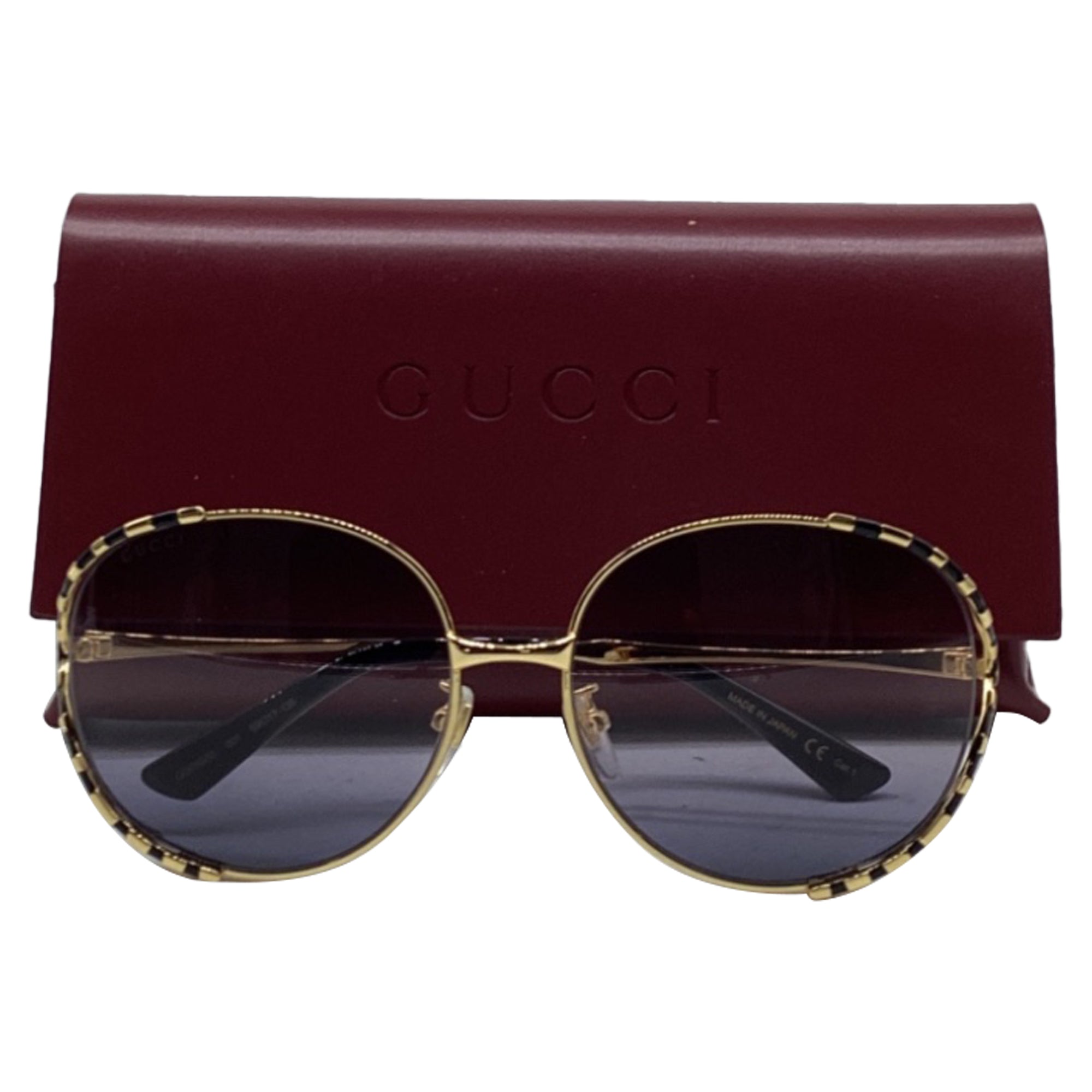 Gucci GG0595S Bamboo Round-Framed Sunglasses in Gold Metal