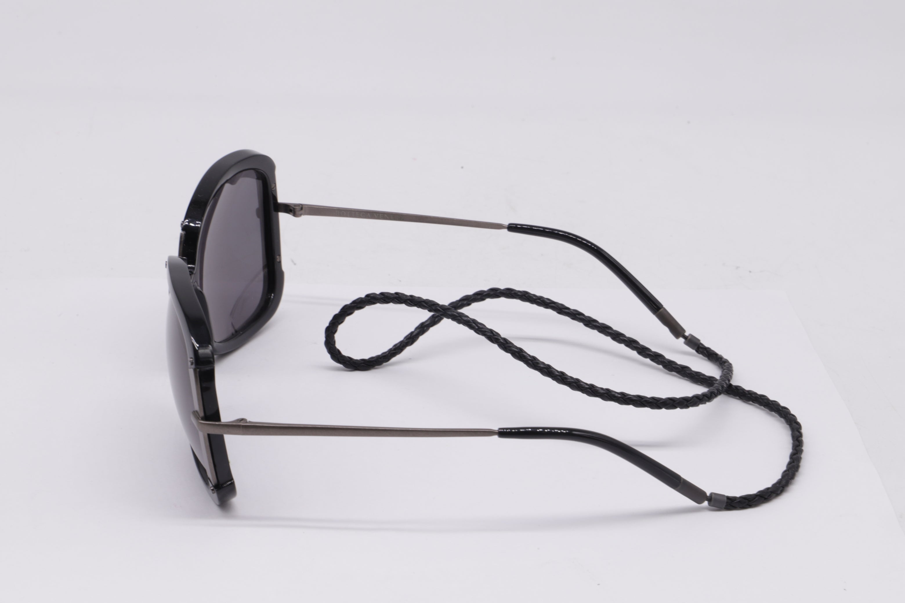 Bottega Veneta Square Sunglasses in Black Metal