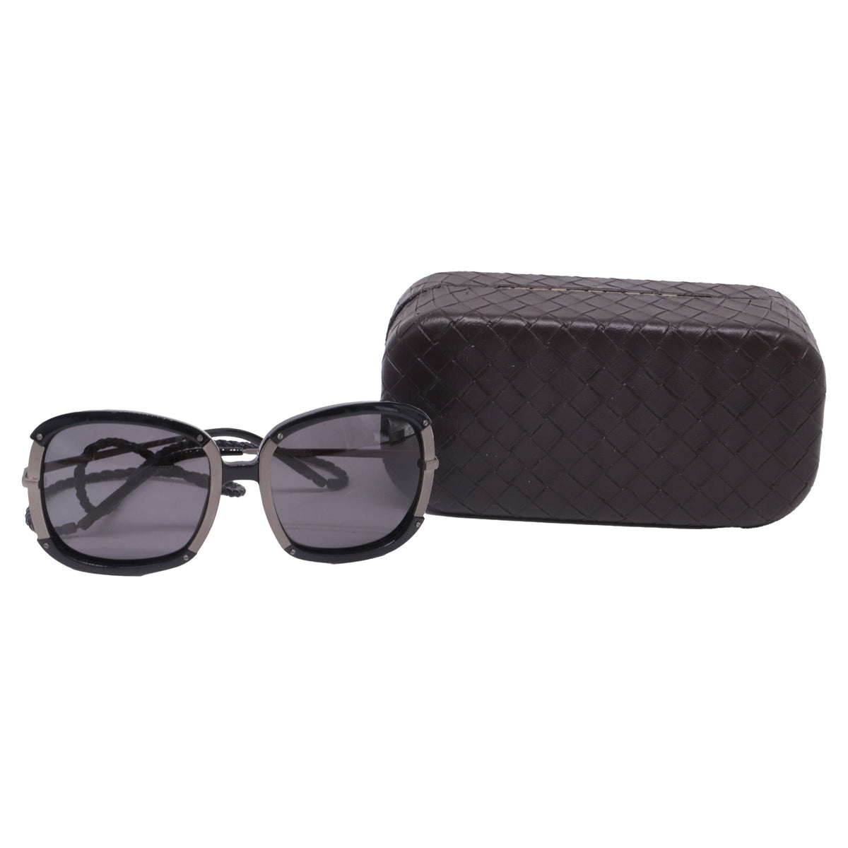 Bottega Veneta Square Sunglasses in Black Metal