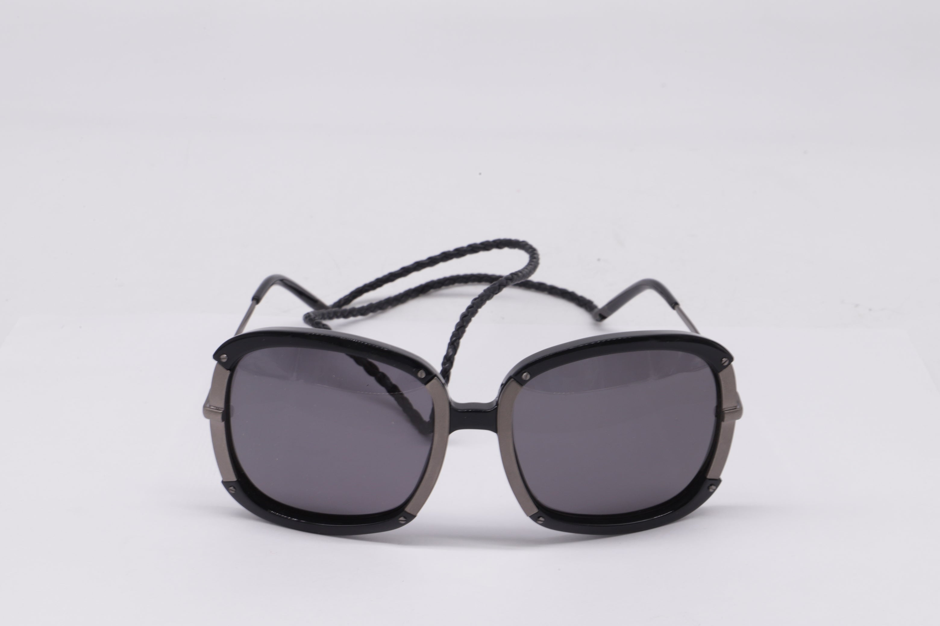Bottega Veneta Square Sunglasses in Black Metal