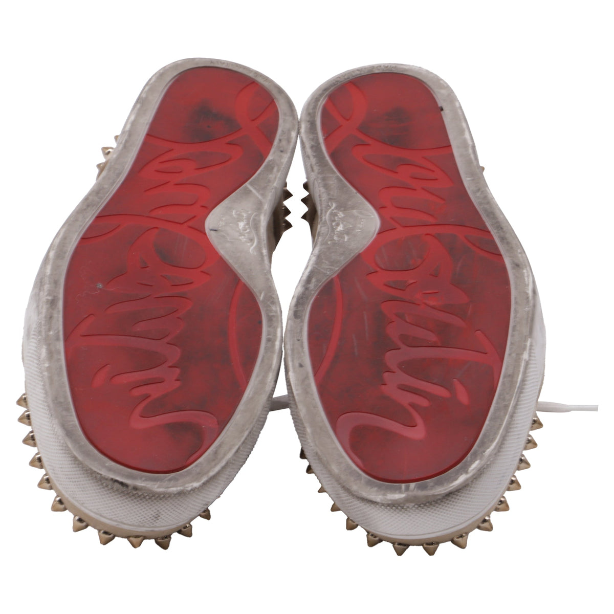Women's Christian Louboutin Louis Junior Spikes Sneakers in Beige Suede