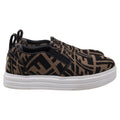 Women's Fendi Rise Brand-Pattern Stretch-Woven Low-Top Skate Shoes in Brown Canvas