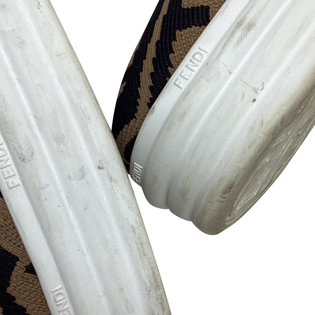 Women's Fendi Rise Brand-Pattern Stretch-Woven Low-Top Skate Shoes in Brown Canvas