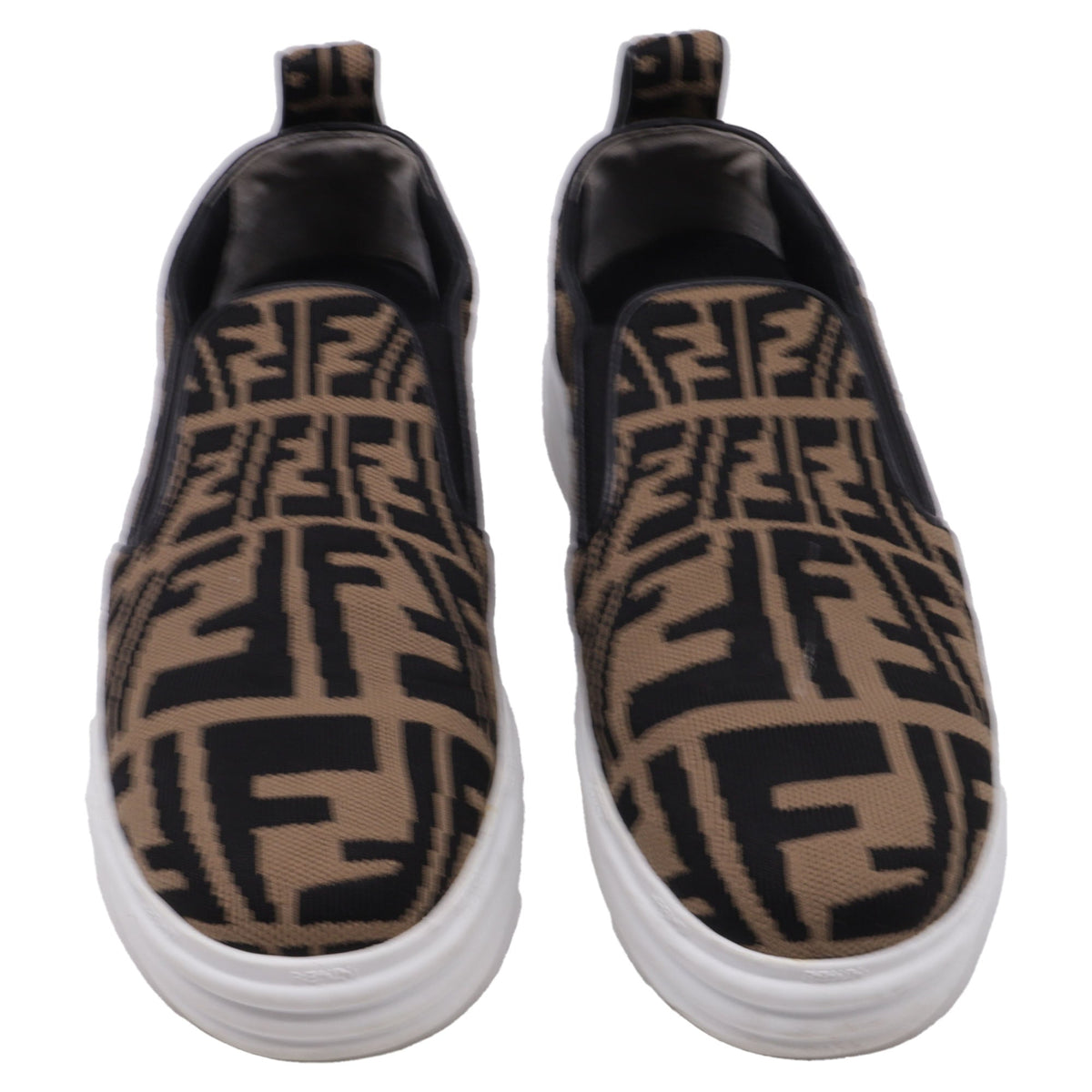 Women's Fendi Rise Brand-Pattern Stretch-Woven Low-Top Skate Shoes in Brown Canvas