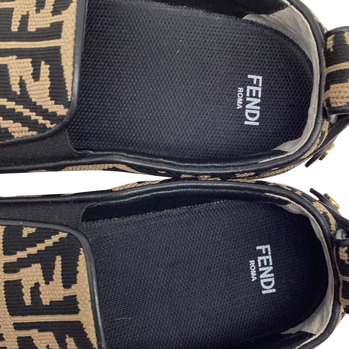 Women's Fendi Rise Brand-Pattern Stretch-Woven Low-Top Skate Shoes in Brown Canvas
