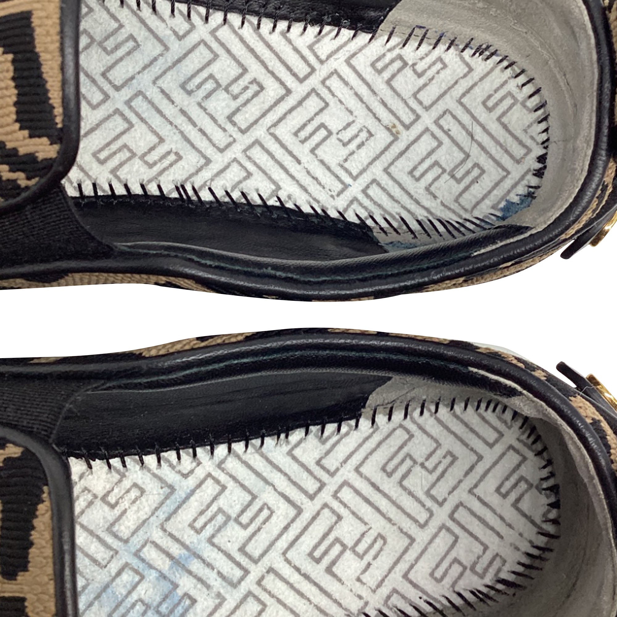 Women's Fendi Rise Brand-Pattern Stretch-Woven Low-Top Skate Shoes in Brown Canvas
