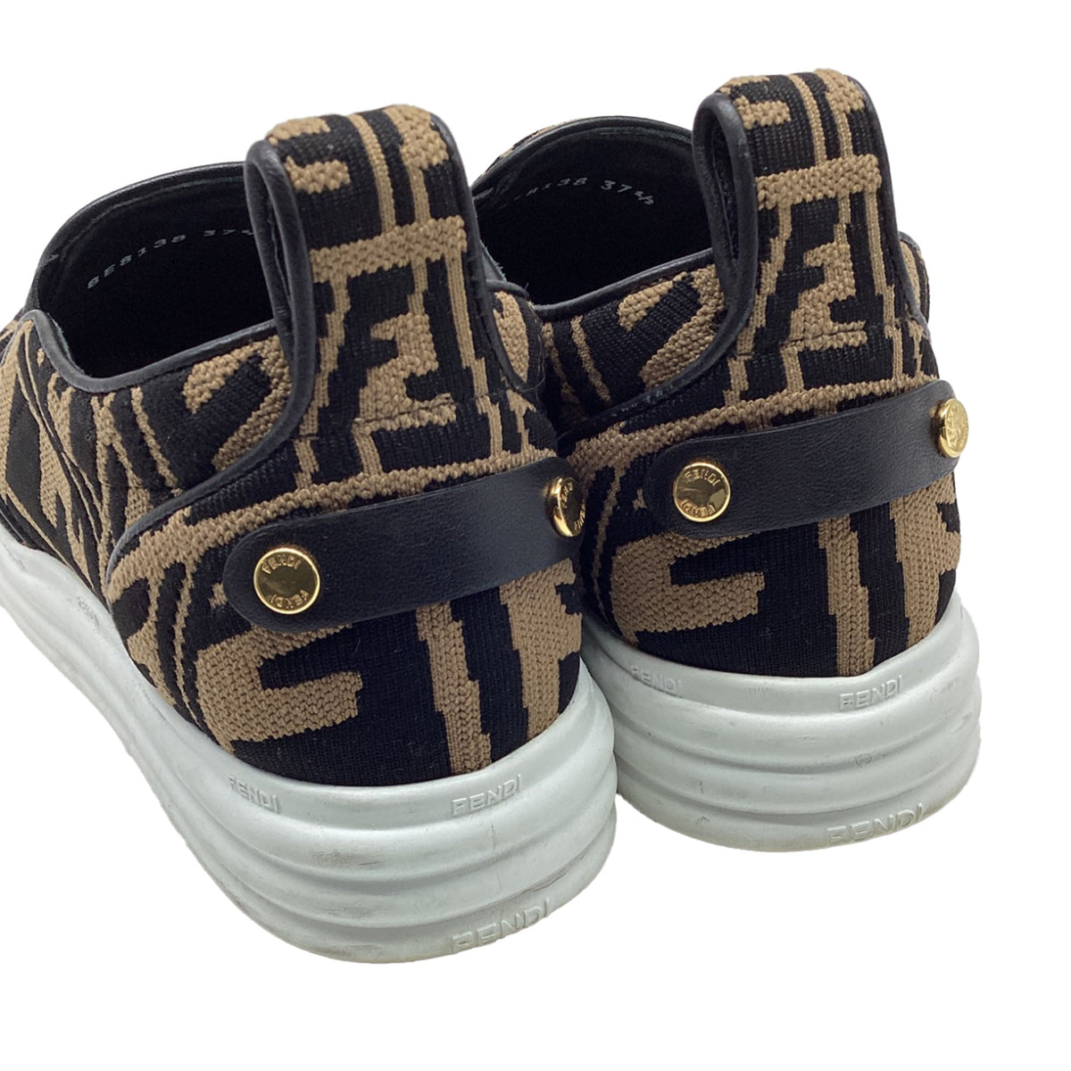 Women's Fendi Rise Brand-Pattern Stretch-Woven Low-Top Skate Shoes in Brown Canvas