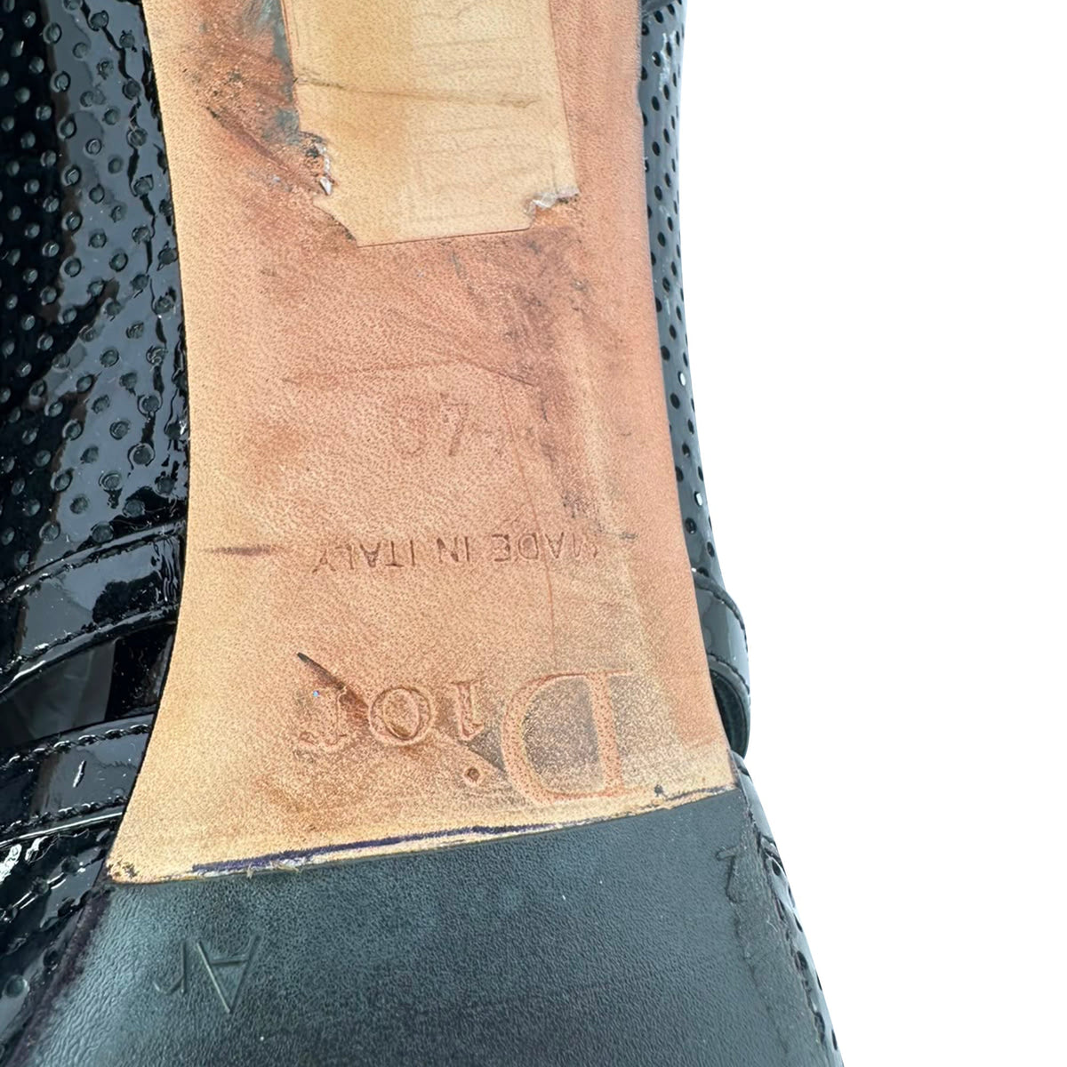 Women's Dior Lace Up Peep Toe Ankle Boots in Black Patent Leather