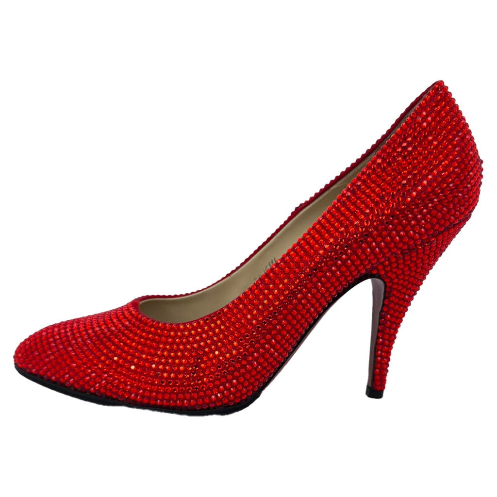 Women's Ferragamo Red (1960) Crystal Embellished Pumps in Red Satin