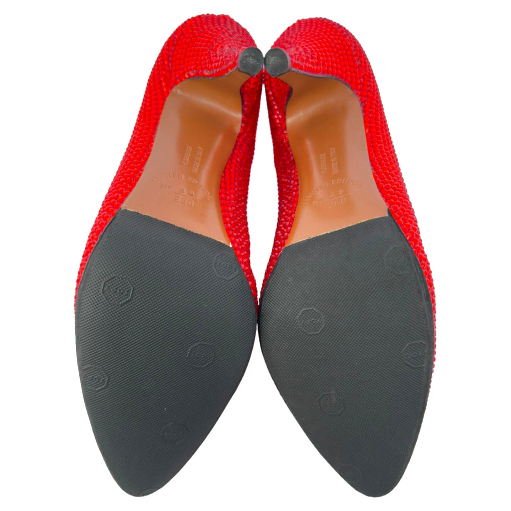 Women's Ferragamo Red (1960) Crystal Embellished Pumps in Red Satin