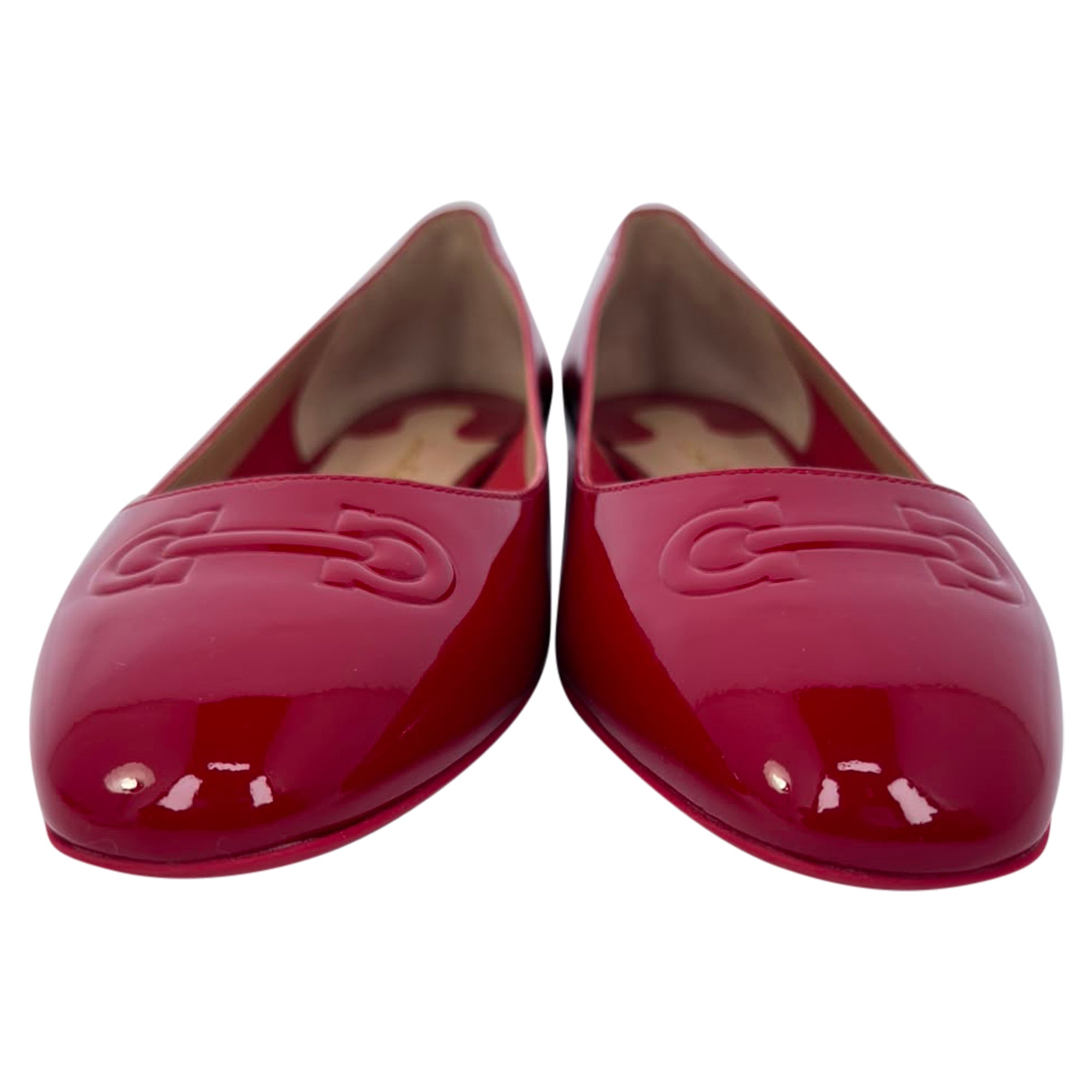 Women's Salvatore Ferragamo Horsebit Ballet Flats in Burgundy Patent Leather