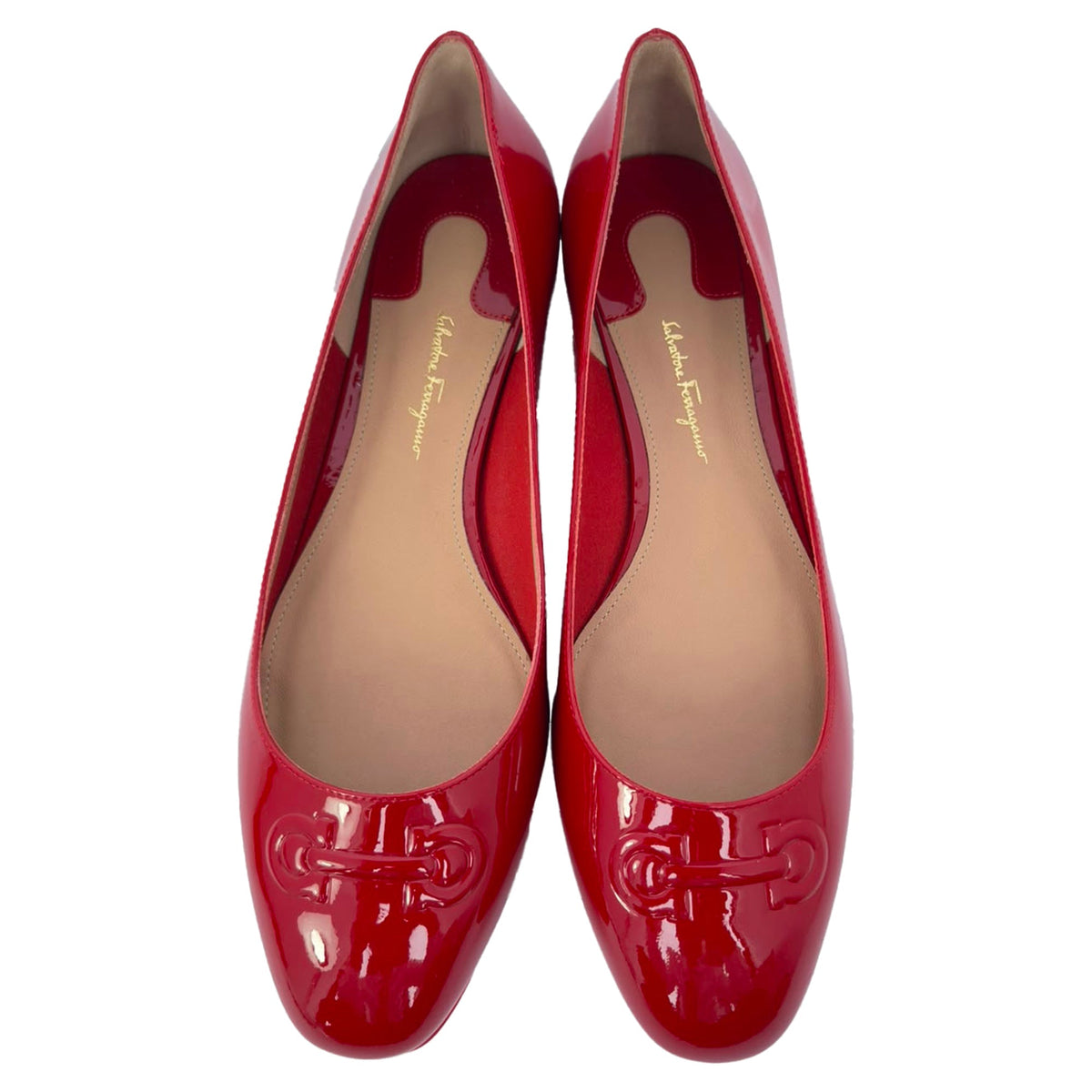Women's Salvatore Ferragamo Horsebit Ballet Flats in Burgundy Patent Leather