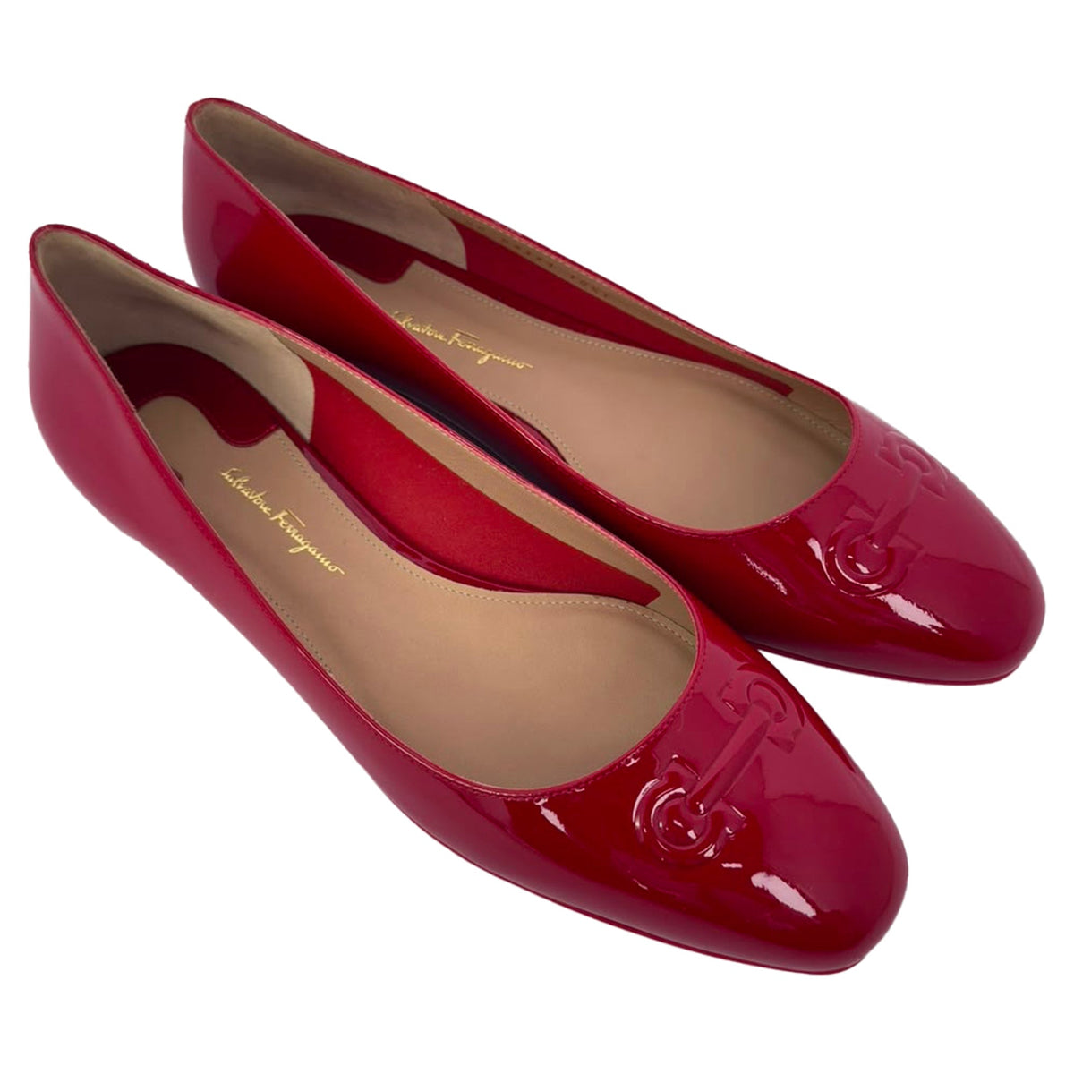 Women's Salvatore Ferragamo Horsebit Ballet Flats in Burgundy Patent Leather