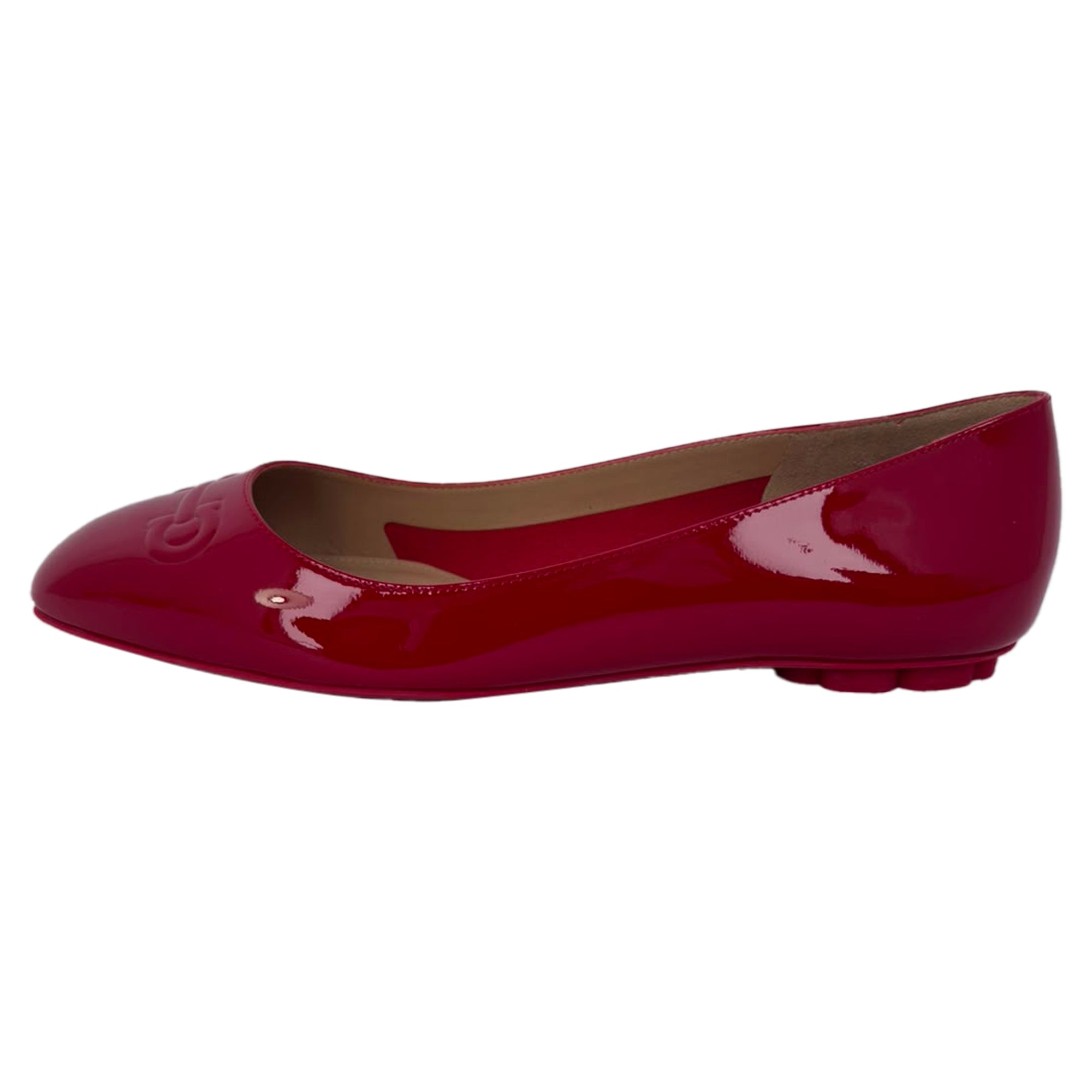 Women's Salvatore Ferragamo Horsebit Ballet Flats in Burgundy Patent Leather