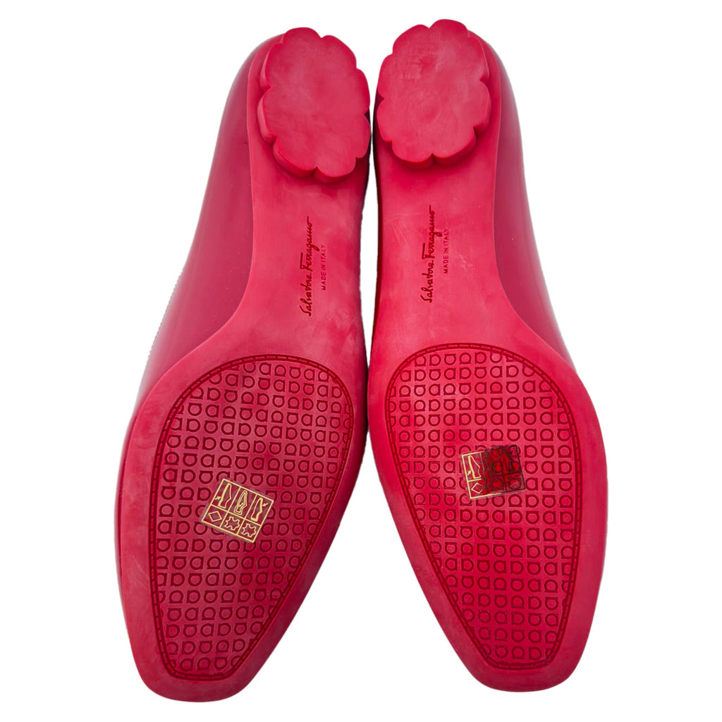Women's Salvatore Ferragamo Horsebit Ballet Flats in Burgundy Patent Leather