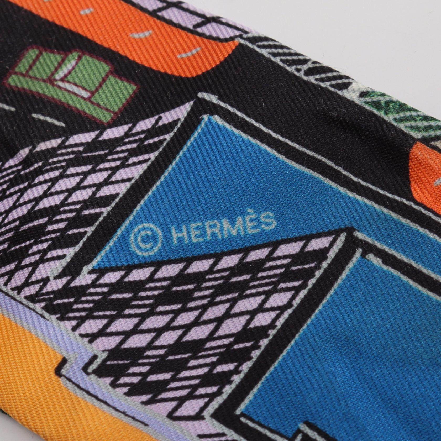 Hermes Twilly PANTIN CITY Silk Scarf