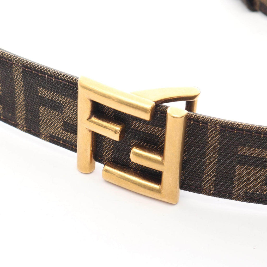 Fendi FF Logo Reversible Leather Canvas Belt