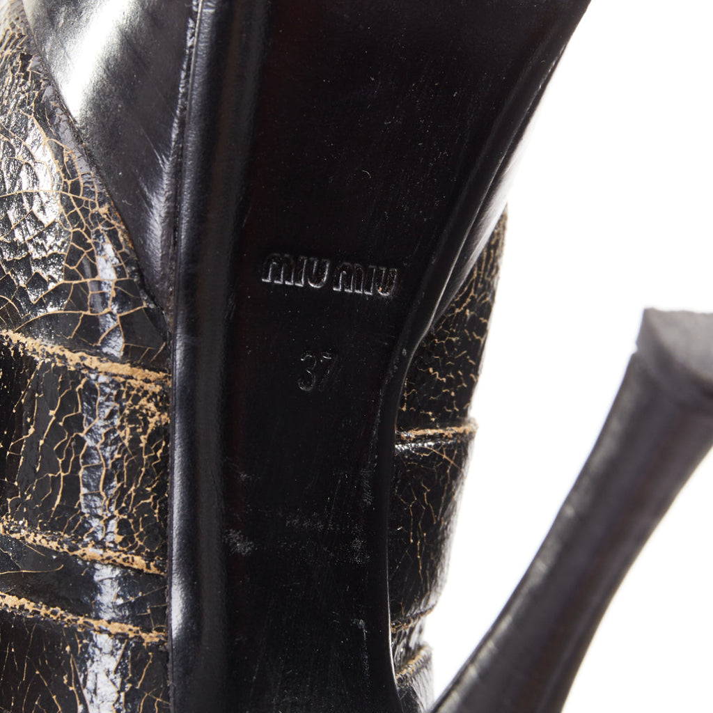Women's Miu Miu Leather Triple Strap Platform Heels