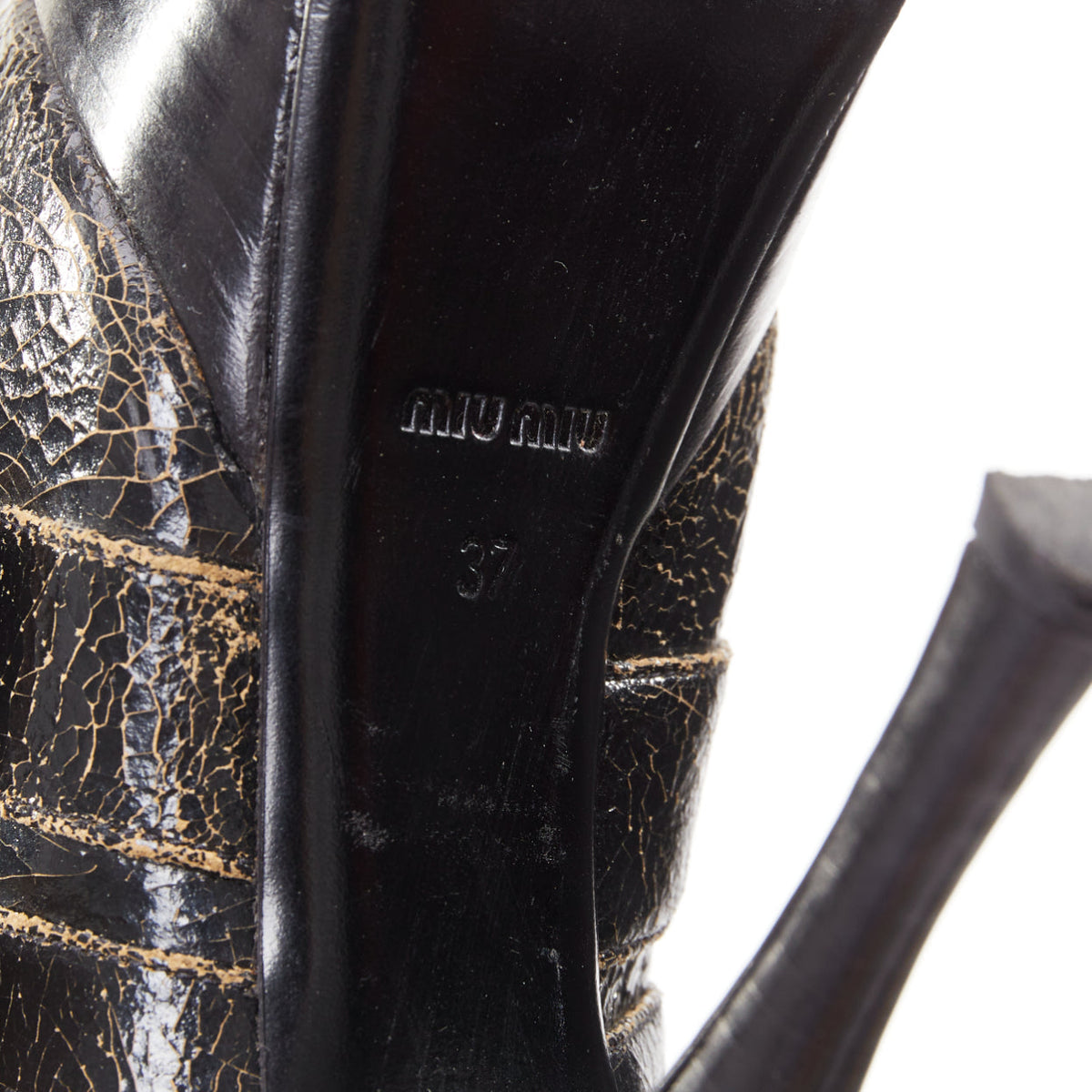 Women's Miu Miu Leather Triple Strap Platform Heels