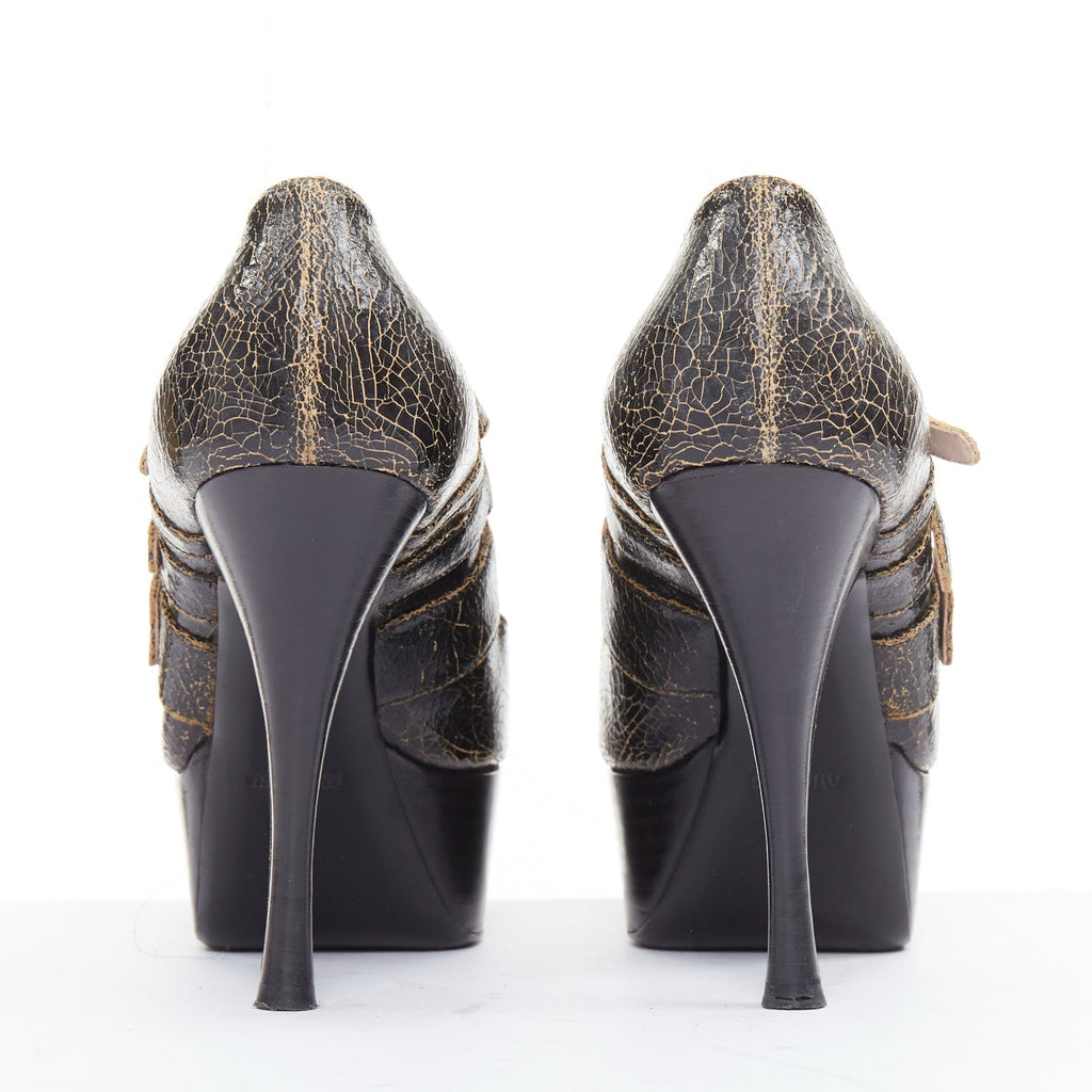 Women's Miu Miu Leather Triple Strap Platform Heels