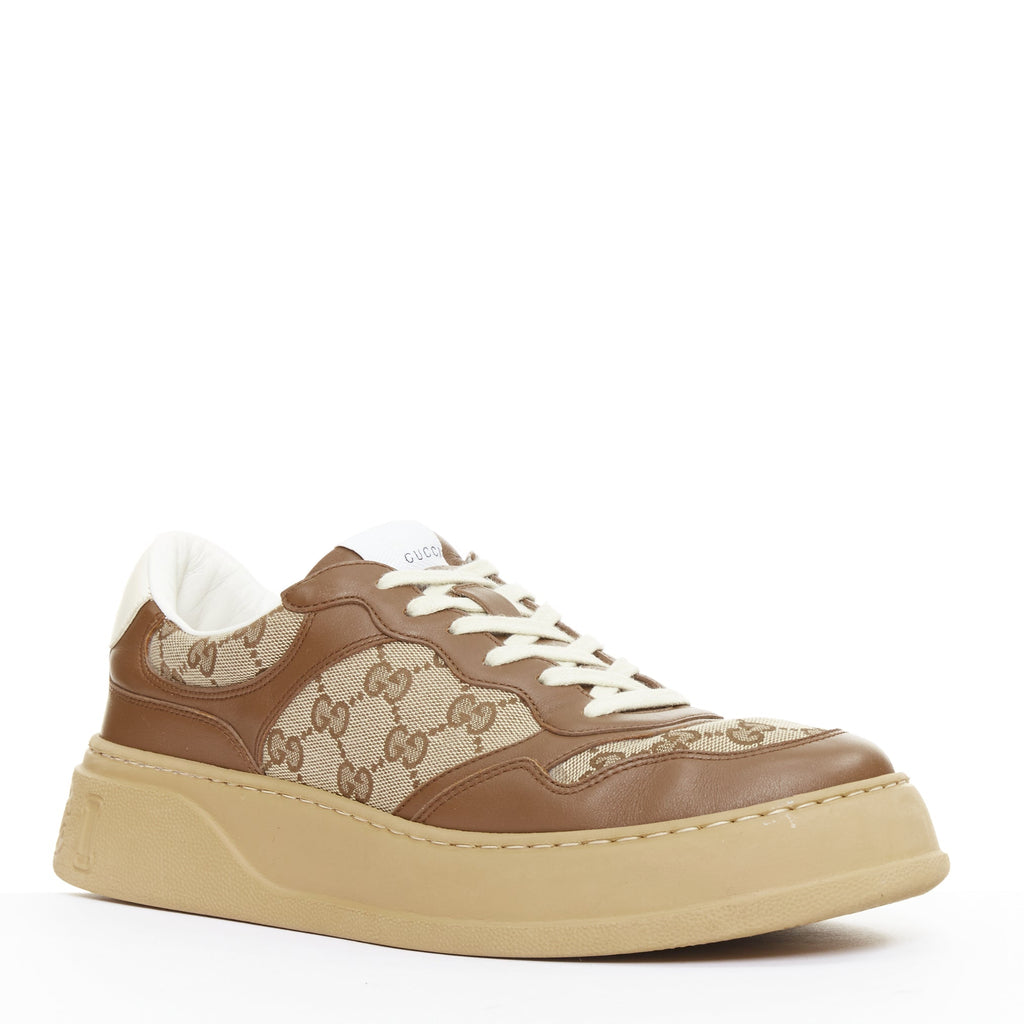 Men's Gucci Leather Canvas Monogram Sneakers