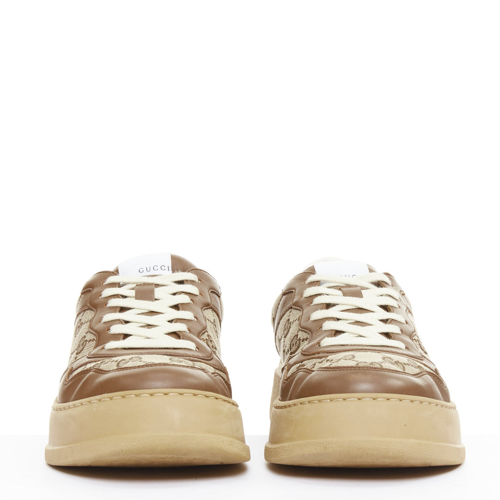 Men's Gucci Leather Canvas Monogram Sneakers