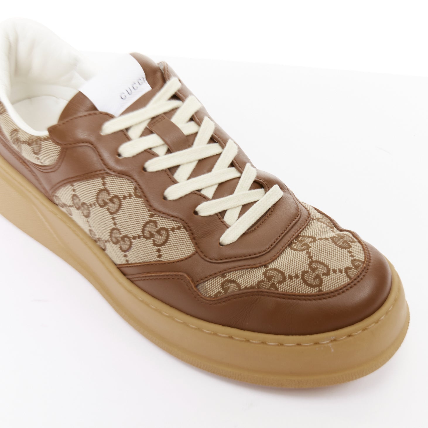 Men's Gucci Leather Canvas Monogram Sneakers
