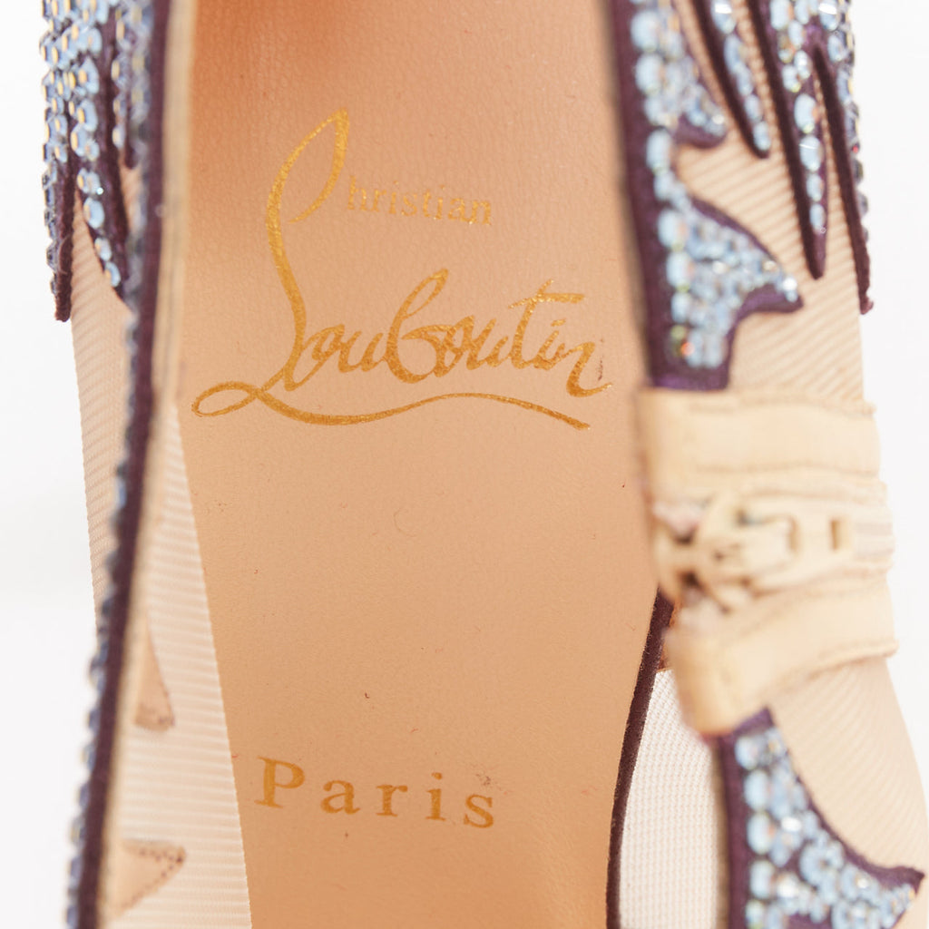 Women's Christian Louboutin Suede Crystal Mesh Boots