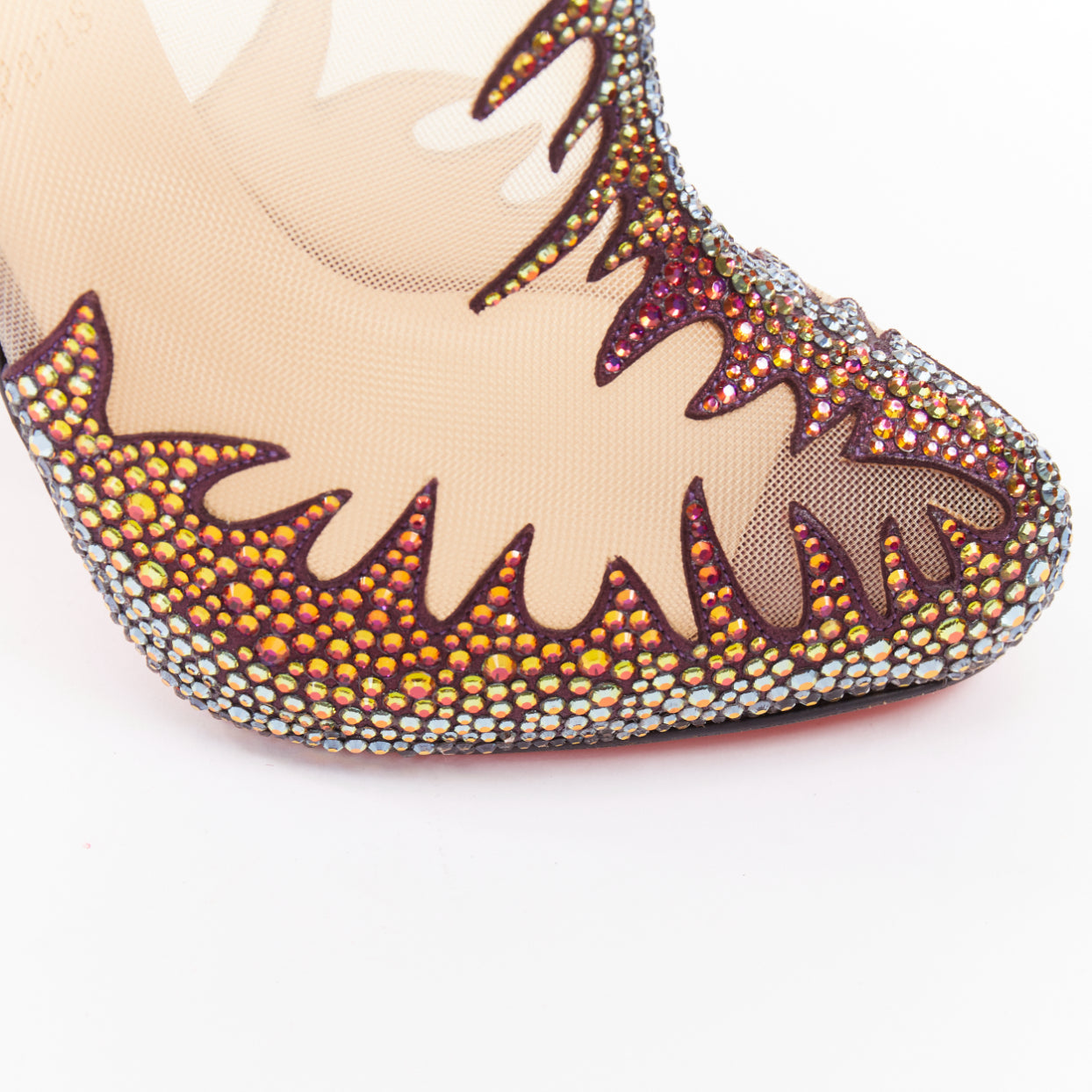 Women's Christian Louboutin Suede Crystal Mesh Boots