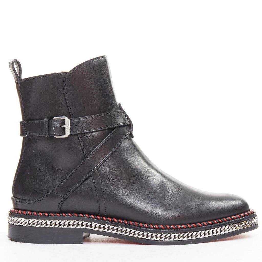 Women's Christian Louboutin Leather Buckle Boots