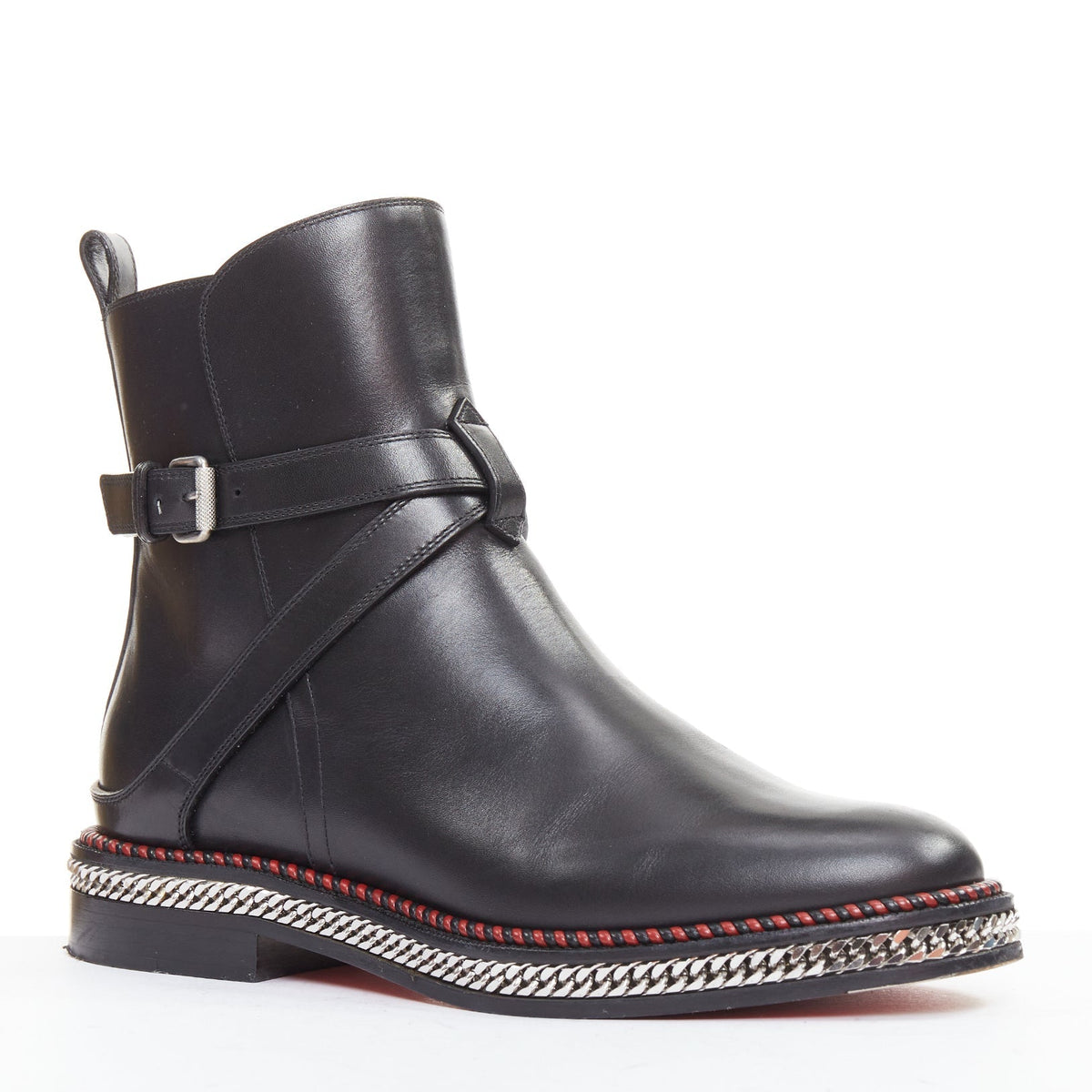 Women's Christian Louboutin Leather Buckle Boots