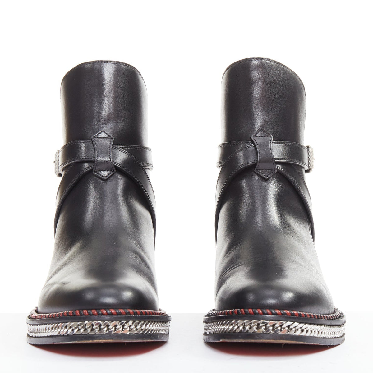 Women's Christian Louboutin Leather Buckle Boots
