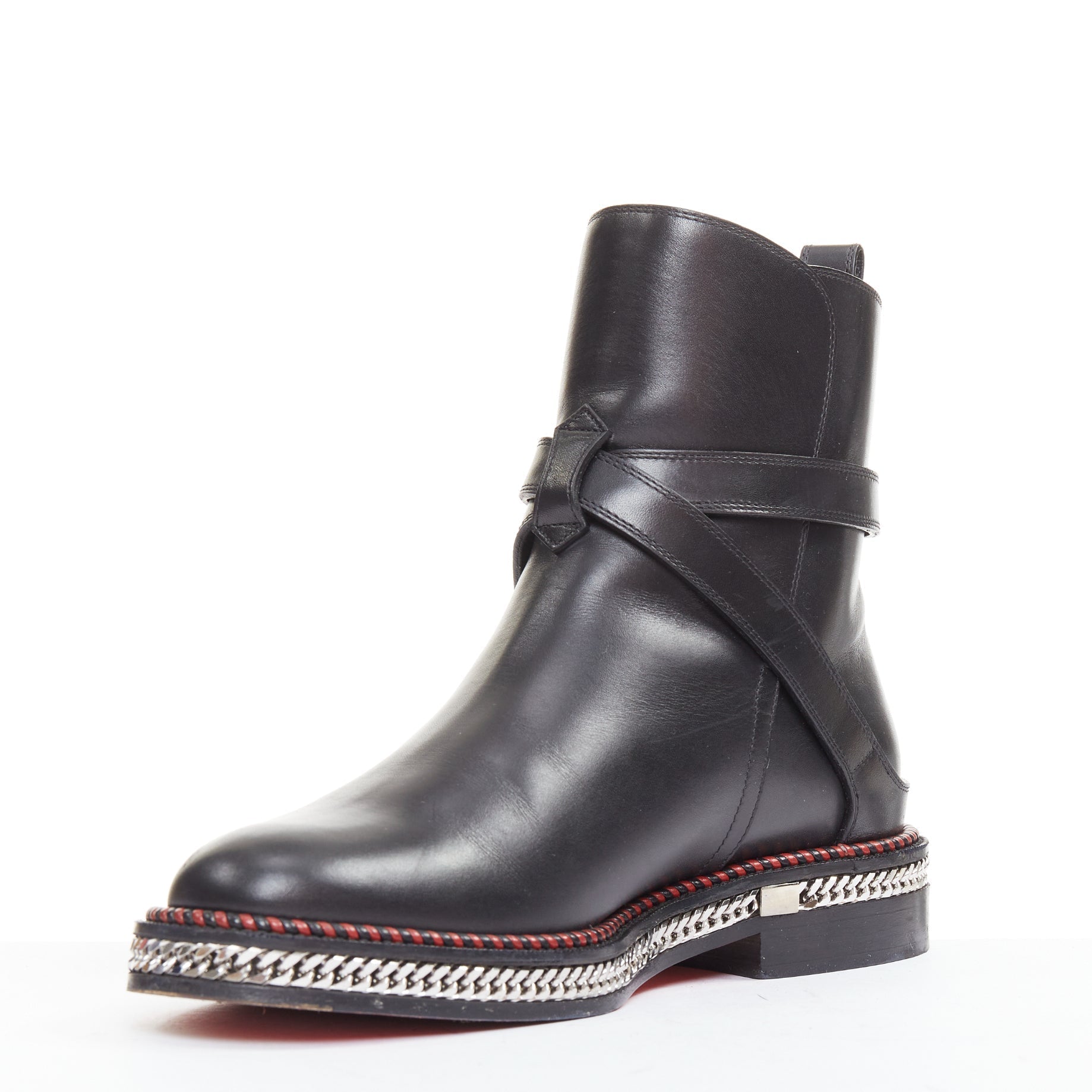 Women's Christian Louboutin Leather Buckle Boots