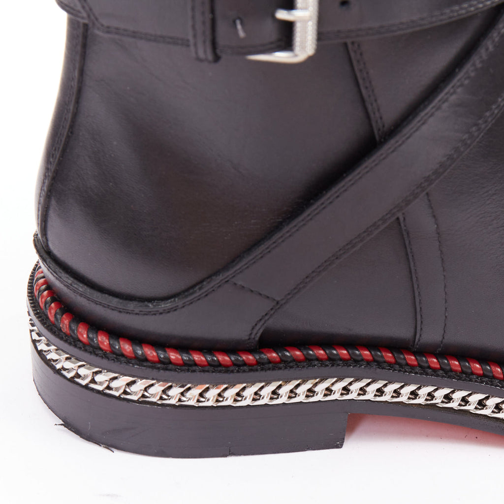 Women's Christian Louboutin Leather Buckle Boots