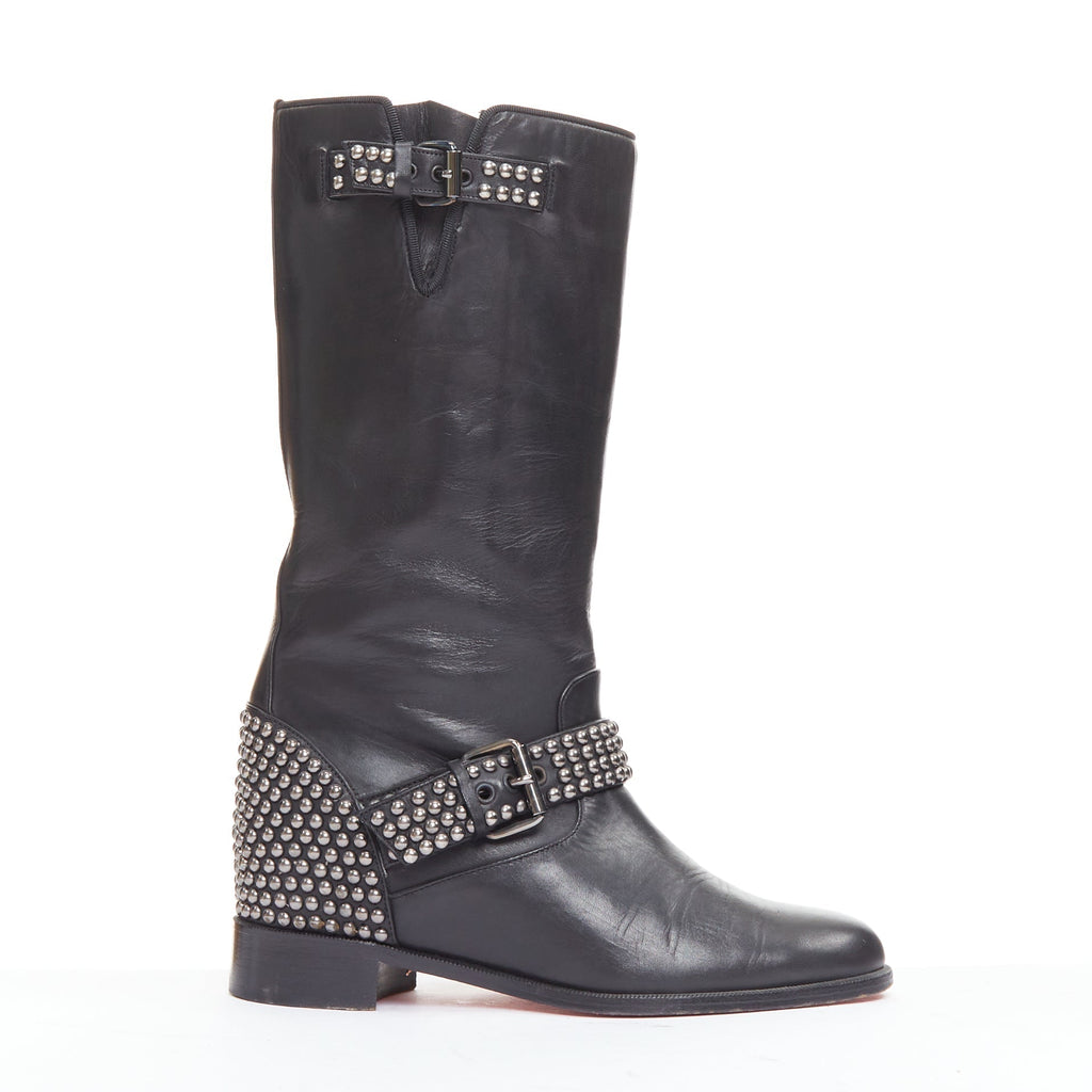 Women's Christian Louboutin Studded Wedged Boots